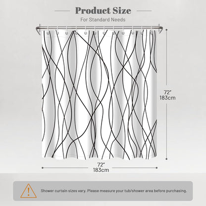 Striped Shower Curtain for Bathroom, Grey White, 72" W x 72" L