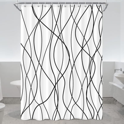 Striped Shower Curtain for Bathroom, Grey White, 72" W x 72" L