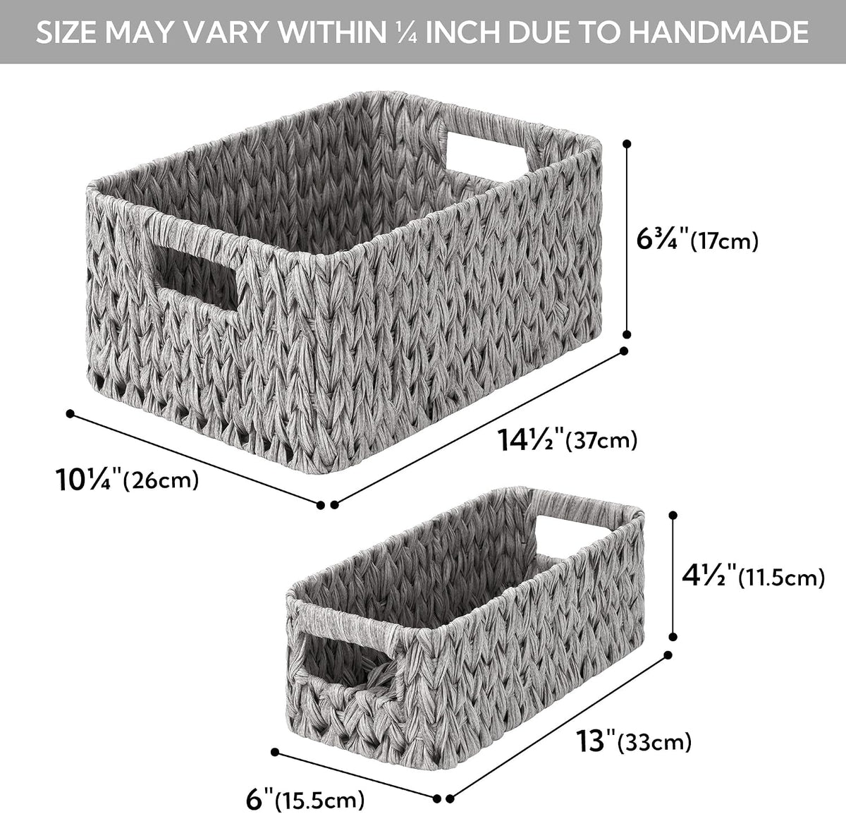Storage Baskets for Shelves, Waterproof Basket for Organizing | Small Woven Storage Baskets for Shelf, Rattan Basket for Organizing, Wicker Basket Set, 3-Pack Small Waterproof Baskets
