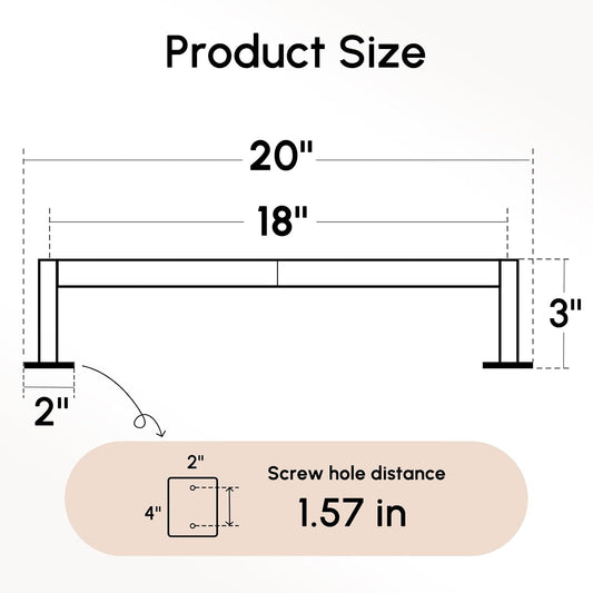 Brushed Nickel Towel Bar, 24 Inch Towel Racks for Bathroom | Heavy Duty Stainless Steel Towel Holder Wall Mounted, Easy Installation (Total Length 26 Inch)