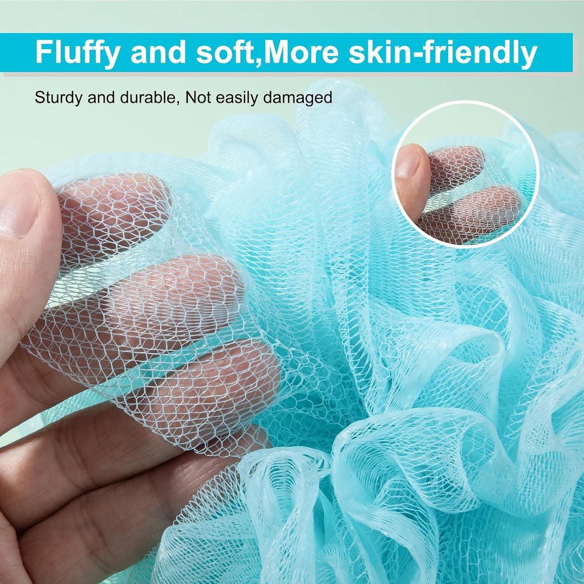 Loofah Sponge XXL-100g 4 Pack, Bath Sponge Soft Mesh Shower Puff Loofah for Men, Exfoliating Body Scrubber for Women, Shower Accessories (Black)