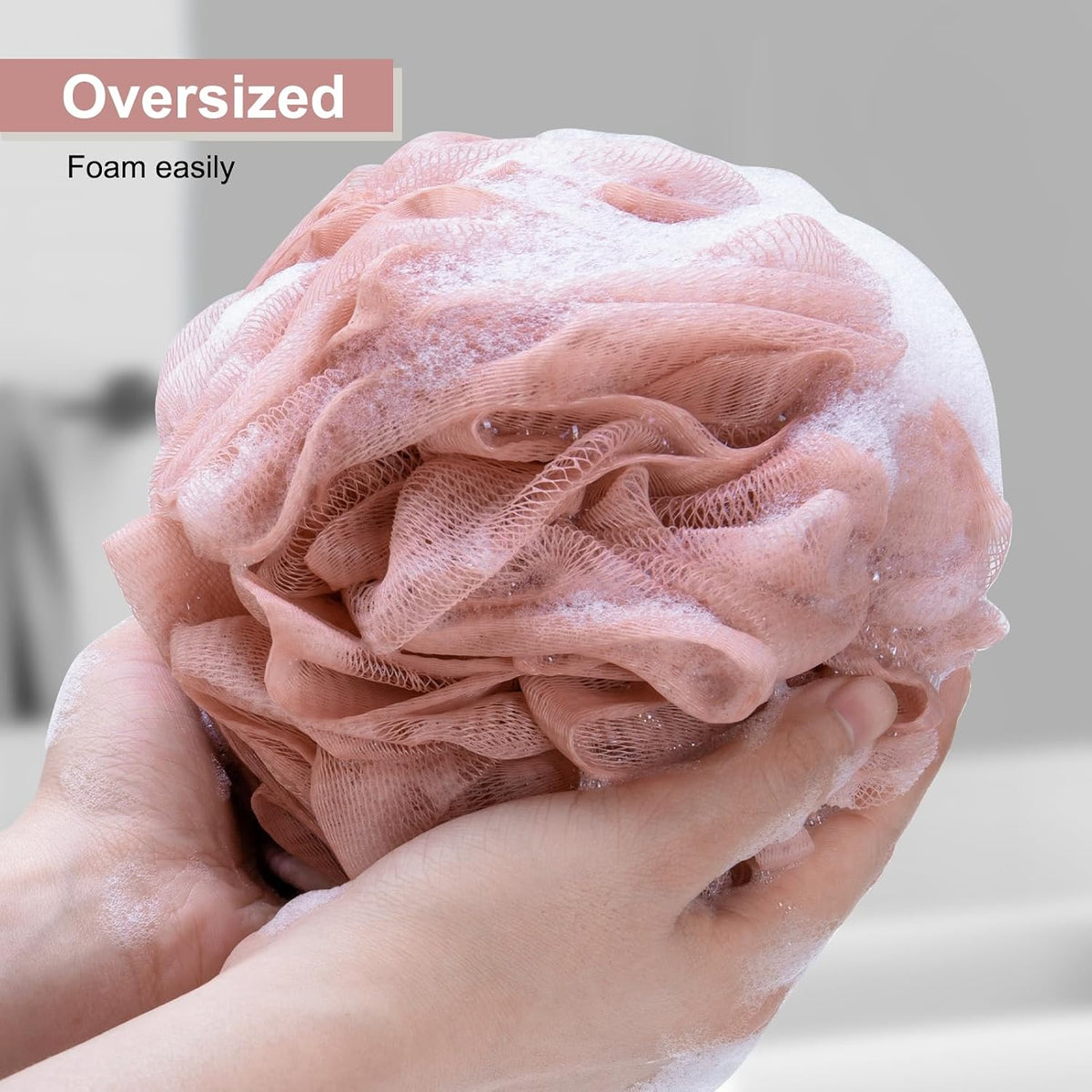 Loofah Sponge XXL-100g 4 Pack, Bath Sponge Soft Mesh Shower Puff Loofah for Men, Exfoliating Body Scrubber for Women, Shower Accessories (Black)