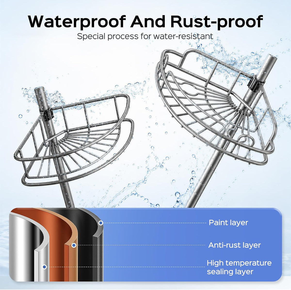 Shower Caddy Tension Pole: 4 Tier Corner Bathroom Organizer