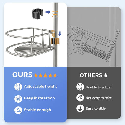 Shower Caddy Tension Pole: 4 Tier Corner Bathroom Organizer