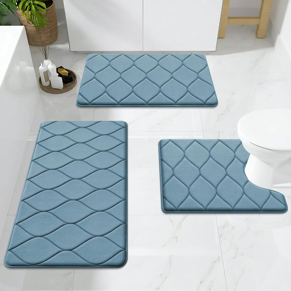 Memory Foam Bath Mat 30x20, Ultra Soft Absorbent Bathroom Rugs
