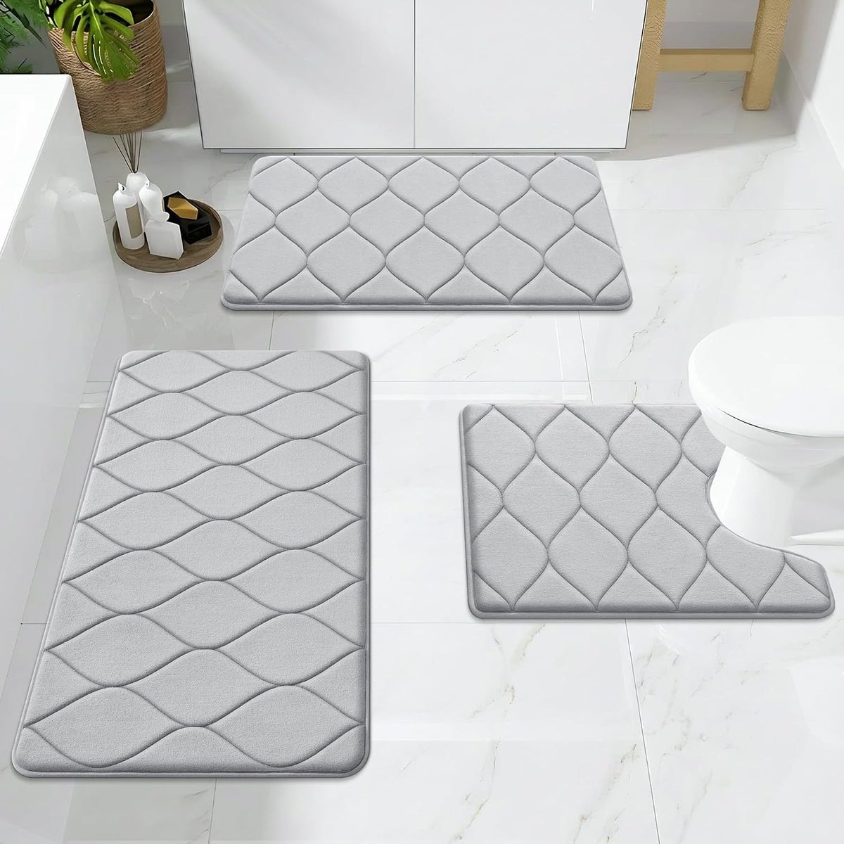 Memory Foam Bath Mat 30x20, Ultra Soft Absorbent Bathroom Rugs