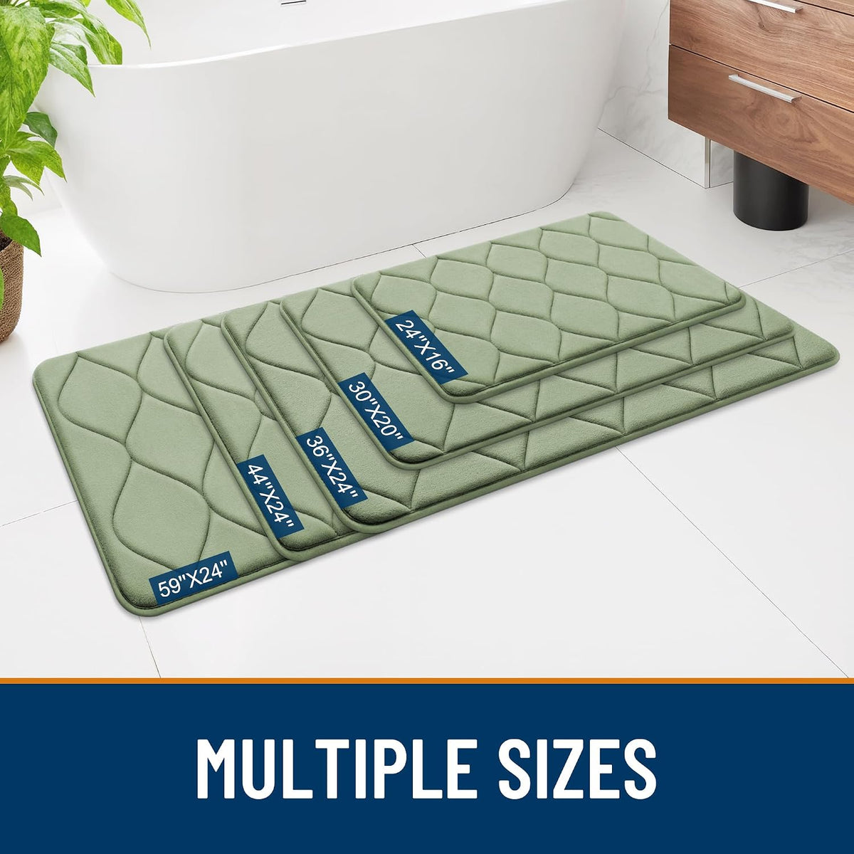Memory Foam Bath Mat 30x20, Ultra Soft Absorbent Bathroom Rugs