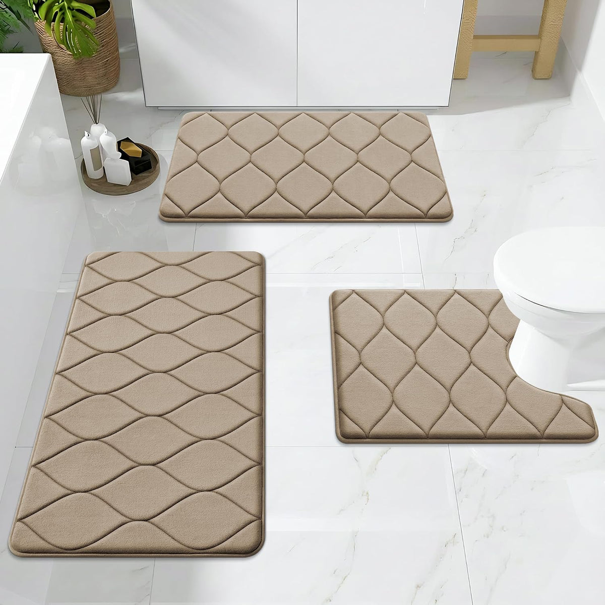 Memory Foam Bath Mat 30x20, Ultra Soft Absorbent Bathroom Rugs