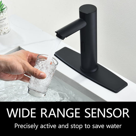 Touchless Bathroom Faucet - Waterfall Single Hole Bathroom Sink Faucet Stainless Steel, Automatic Sensor Vanity Faucets with Hole Cover Plate (Tall Version, Chrome)