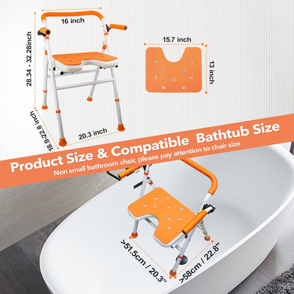 Foldable Shower Chair, Folding Bath Shower Seat for Inside Shower