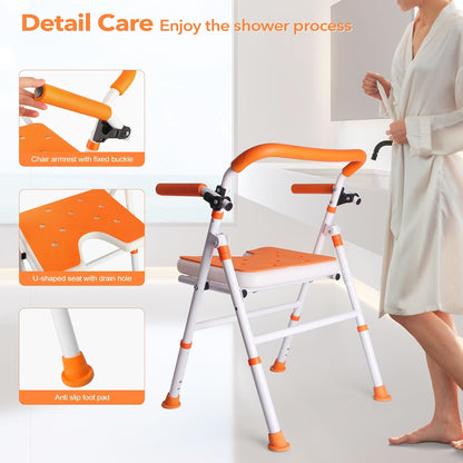 Foldable Shower Chair, Folding Bath Shower Seat for Inside Shower