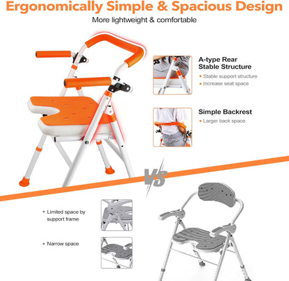 Foldable Shower Chair, Folding Bath Shower Seat for Inside Shower