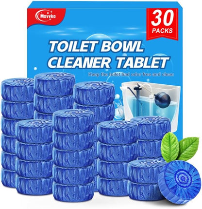 Toilet Bowl Cleaner Tablets Blue Toilet Tank Cleaners, Septic-Safe Hard Water Stain Remove, Bathroom Automatic Toilet Cleaning & Deodorizer, Fresh Scent - 30 Tabs