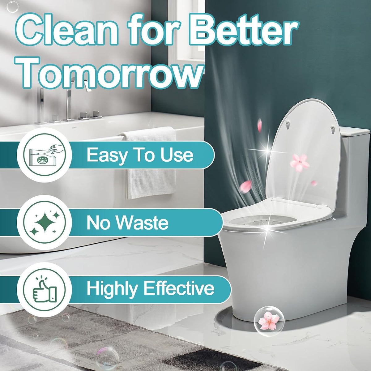 Toilet Bowl Cleaner Tablets Blue Toilet Tank Cleaners, Septic-Safe Hard Water Stain Remove, Bathroom Automatic Toilet Cleaning & Deodorizer, Fresh Scent - 30 Tabs