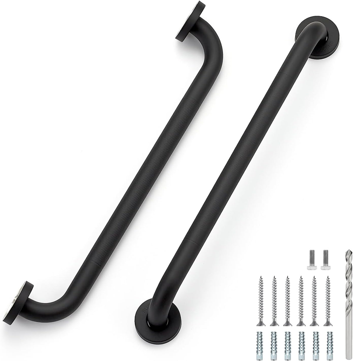 Grab Bars for Shower, 18 Inch Anti-Slip Shower Handle, Polished Nickel | Grab Bars for Bathroom, 2 Pack, 304 Stainless Steel, Textured Grip, Wall-Mounted Shower Safety Bars for Seniors