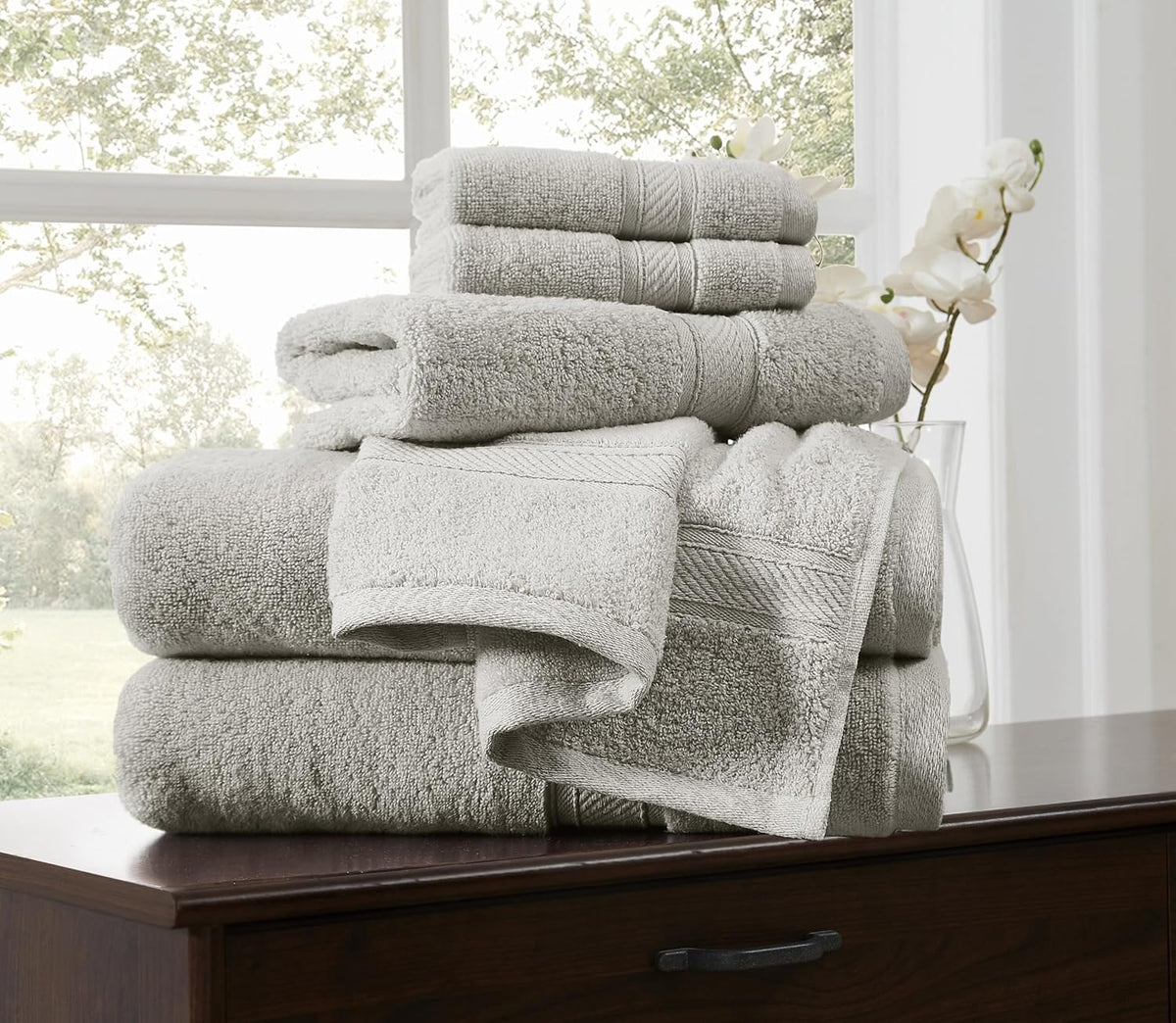 Regal Plush 6 Piece Towel Set in Light Grey