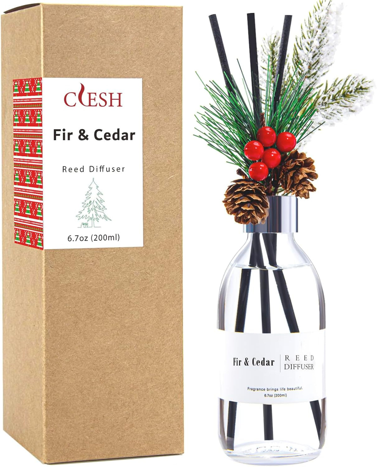 Reed Diffuser Set, 6.7 oz Eucalyptus Scented Diffuser with Sticks, Home Fragrance Reed Diffuser for Bathroom Shelf Decor