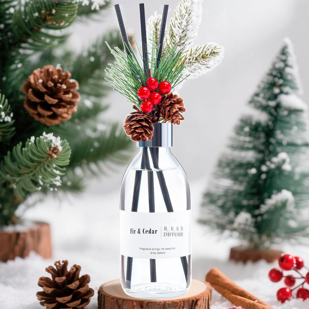 Reed Diffuser Set, 6.7 oz Eucalyptus Scented Diffuser with Sticks, Home Fragrance Reed Diffuser for Bathroom Shelf Decor