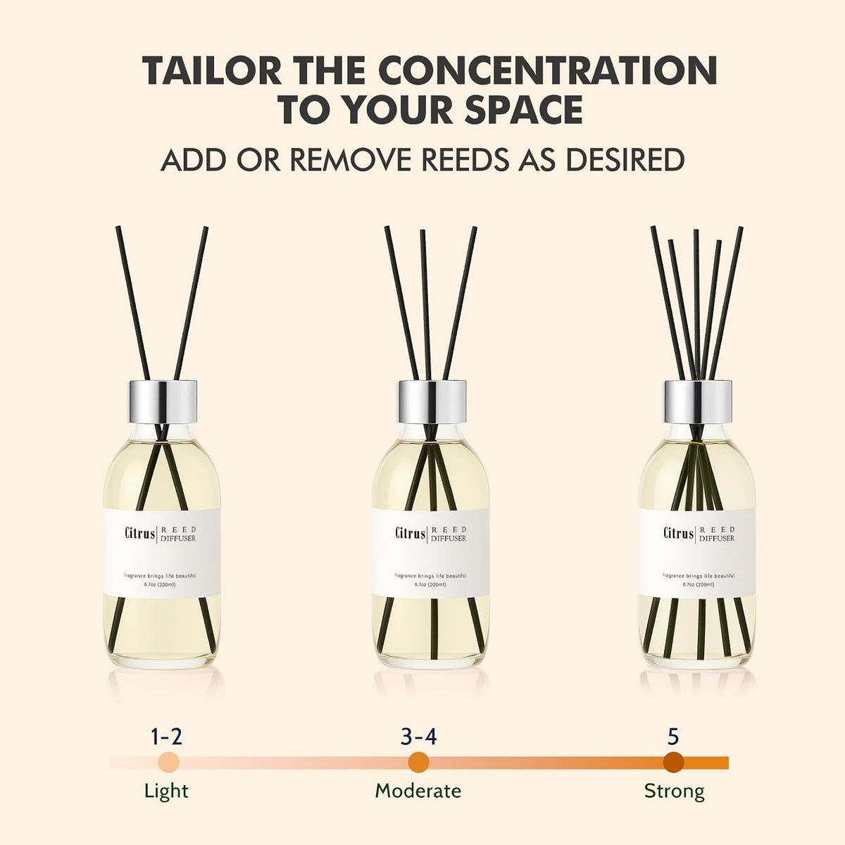 Reed Diffuser Set, 6.7 oz Eucalyptus Scented Diffuser with Sticks, Home Fragrance Reed Diffuser for Bathroom Shelf Decor