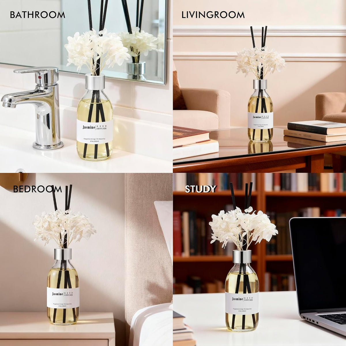Reed Diffuser Set, 6.7 oz Eucalyptus Scented Diffuser with Sticks, Home Fragrance Reed Diffuser for Bathroom Shelf Decor