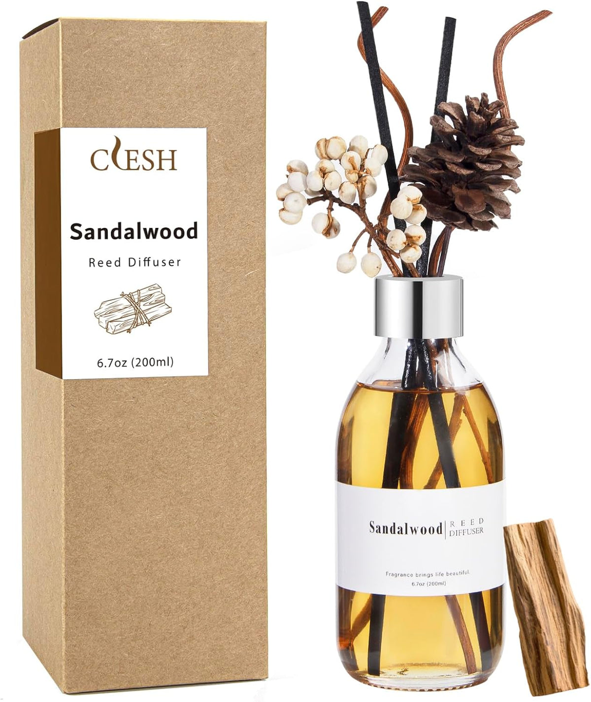 Reed Diffuser Set, 6.7 oz Eucalyptus Scented Diffuser with Sticks, Home Fragrance Reed Diffuser for Bathroom Shelf Decor
