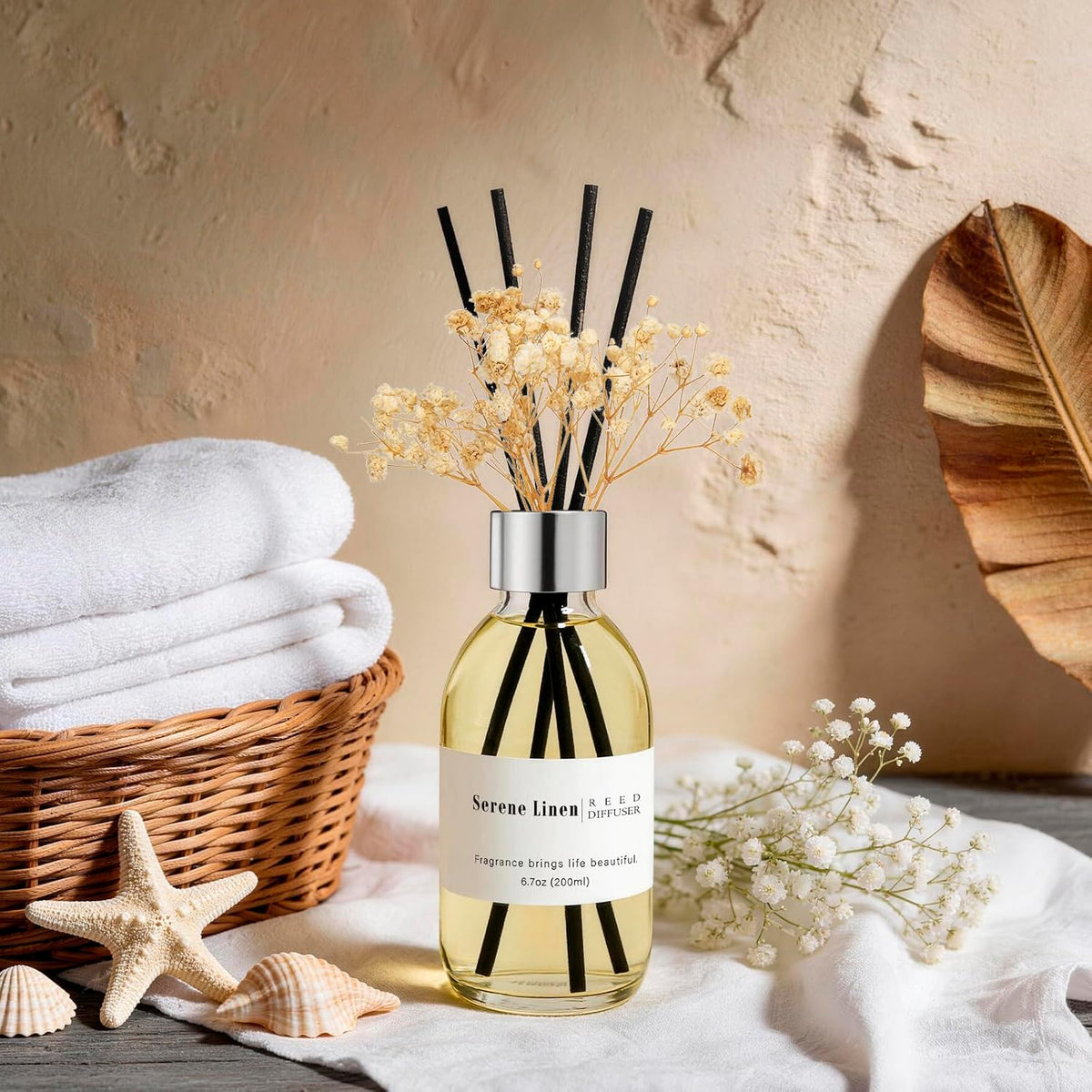 Reed Diffuser Set, 6.7 oz Eucalyptus Scented Diffuser with Sticks, Home Fragrance Reed Diffuser for Bathroom Shelf Decor