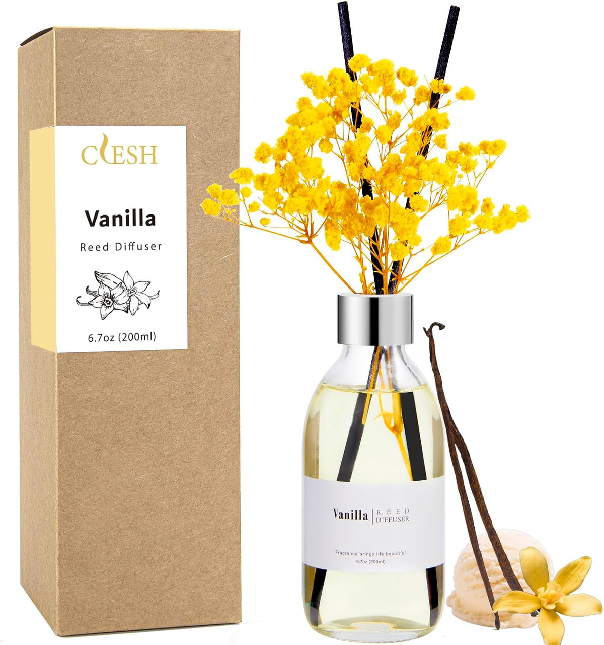 Reed Diffuser Set, 6.7 oz Eucalyptus Scented Diffuser with Sticks, Home Fragrance Reed Diffuser for Bathroom Shelf Decor