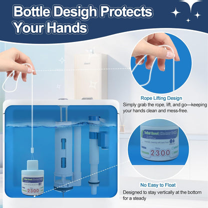 Toilet Bowl Cleaner, Automatic Long-Lasting Blue Toilet Cleaner Bottle, Septic Safe Toilet Bowl Tablets in Bottles, Fresh Bathroom & Deodorize, 2300 Flushes Each