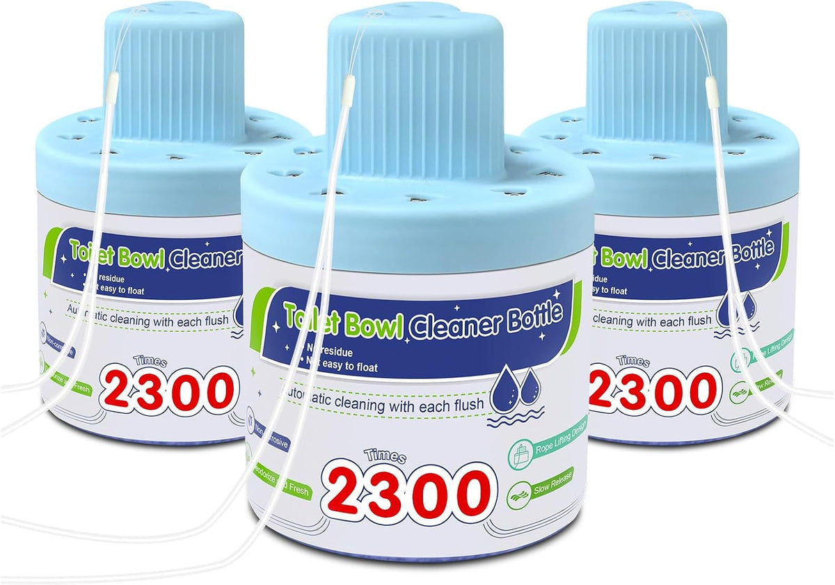 Toilet Bowl Cleaner, Automatic Long-Lasting Blue Toilet Cleaner Bottle, Septic Safe Toilet Bowl Tablets in Bottles, Fresh Bathroom & Deodorize, 2300 Flushes Each