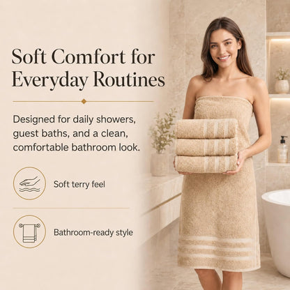 Large Bath Towels, 30x60 in, 100% Cotton, White | Soft & Absorbent | Balanced Weight | Everyday Comfort | Easy Care