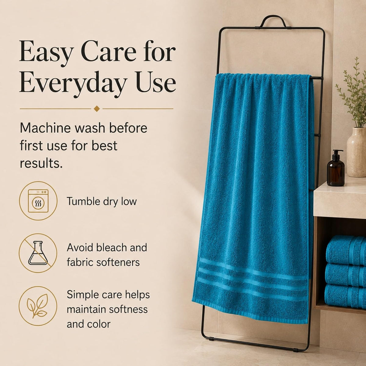 Large Bath Towels, 30x60 in, 100% Cotton, White | Soft & Absorbent | Balanced Weight | Everyday Comfort | Easy Care