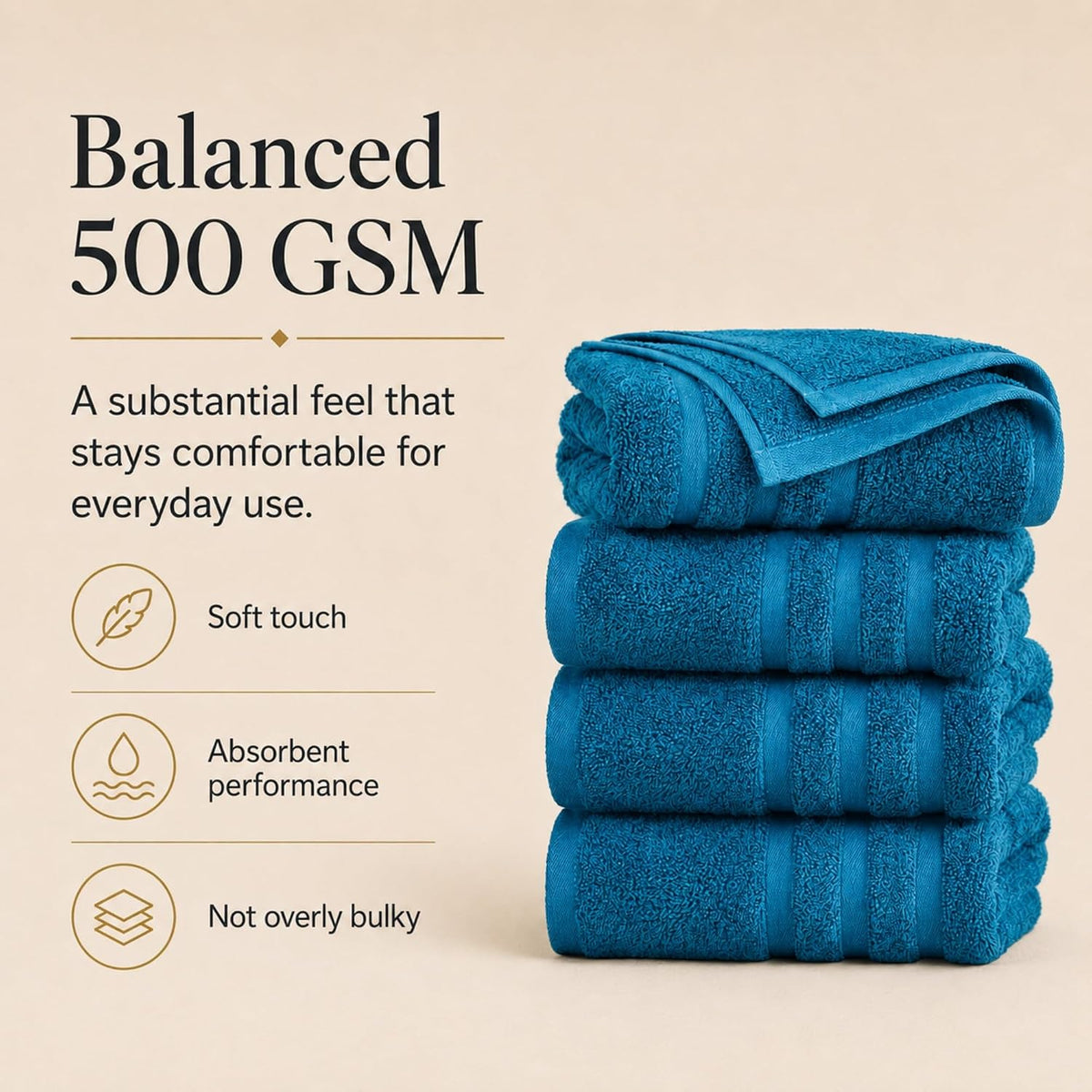 Large Bath Towels, 30x60 in, 100% Cotton, White | Soft & Absorbent | Balanced Weight | Everyday Comfort | Easy Care