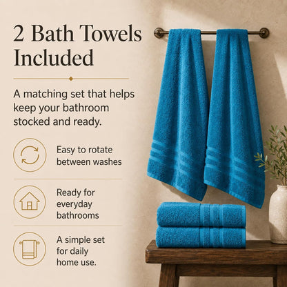 Large Bath Towels, 30x60 in, 100% Cotton, White | Soft & Absorbent | Balanced Weight | Everyday Comfort | Easy Care