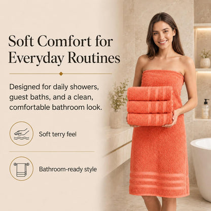 Large Bath Towels, 30x60 in, 100% Cotton, White | Soft & Absorbent | Balanced Weight | Everyday Comfort | Easy Care