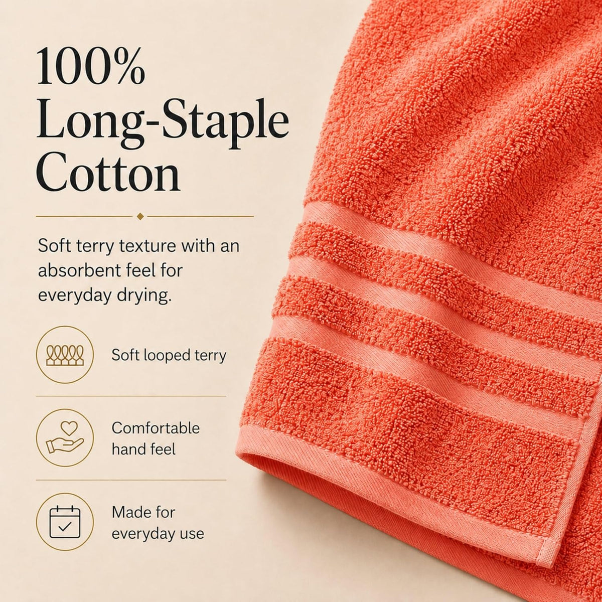 Large Bath Towels, 30x60 in, 100% Cotton, White | Soft & Absorbent | Balanced Weight | Everyday Comfort | Easy Care