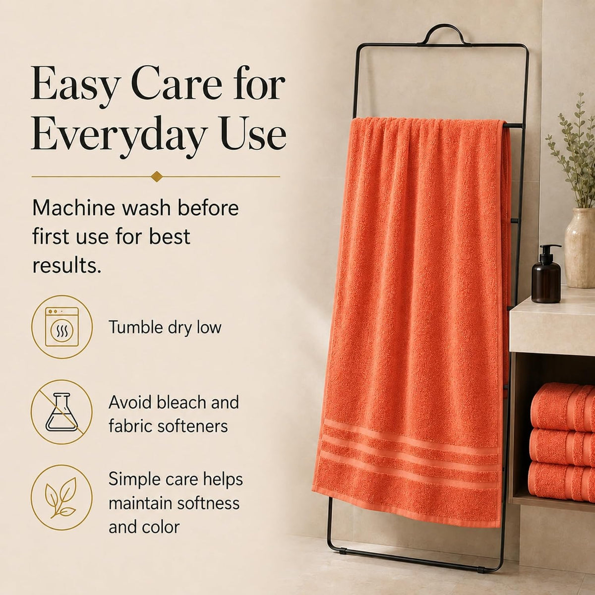 Large Bath Towels, 30x60 in, 100% Cotton, White | Soft & Absorbent | Balanced Weight | Everyday Comfort | Easy Care