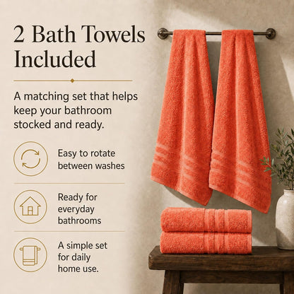 Large Bath Towels, 30x60 in, 100% Cotton, White | Soft & Absorbent | Balanced Weight | Everyday Comfort | Easy Care