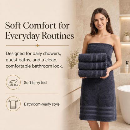 Large Bath Towels, 30x60 in, 100% Cotton, White | Soft & Absorbent | Balanced Weight | Everyday Comfort | Easy Care