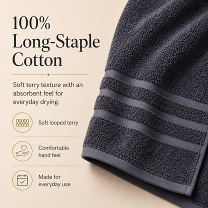 Large Bath Towels, 30x60 in, 100% Cotton, White | Soft & Absorbent | Balanced Weight | Everyday Comfort | Easy Care