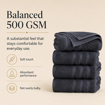 Large Bath Towels, 30x60 in, 100% Cotton, White | Soft & Absorbent | Balanced Weight | Everyday Comfort | Easy Care