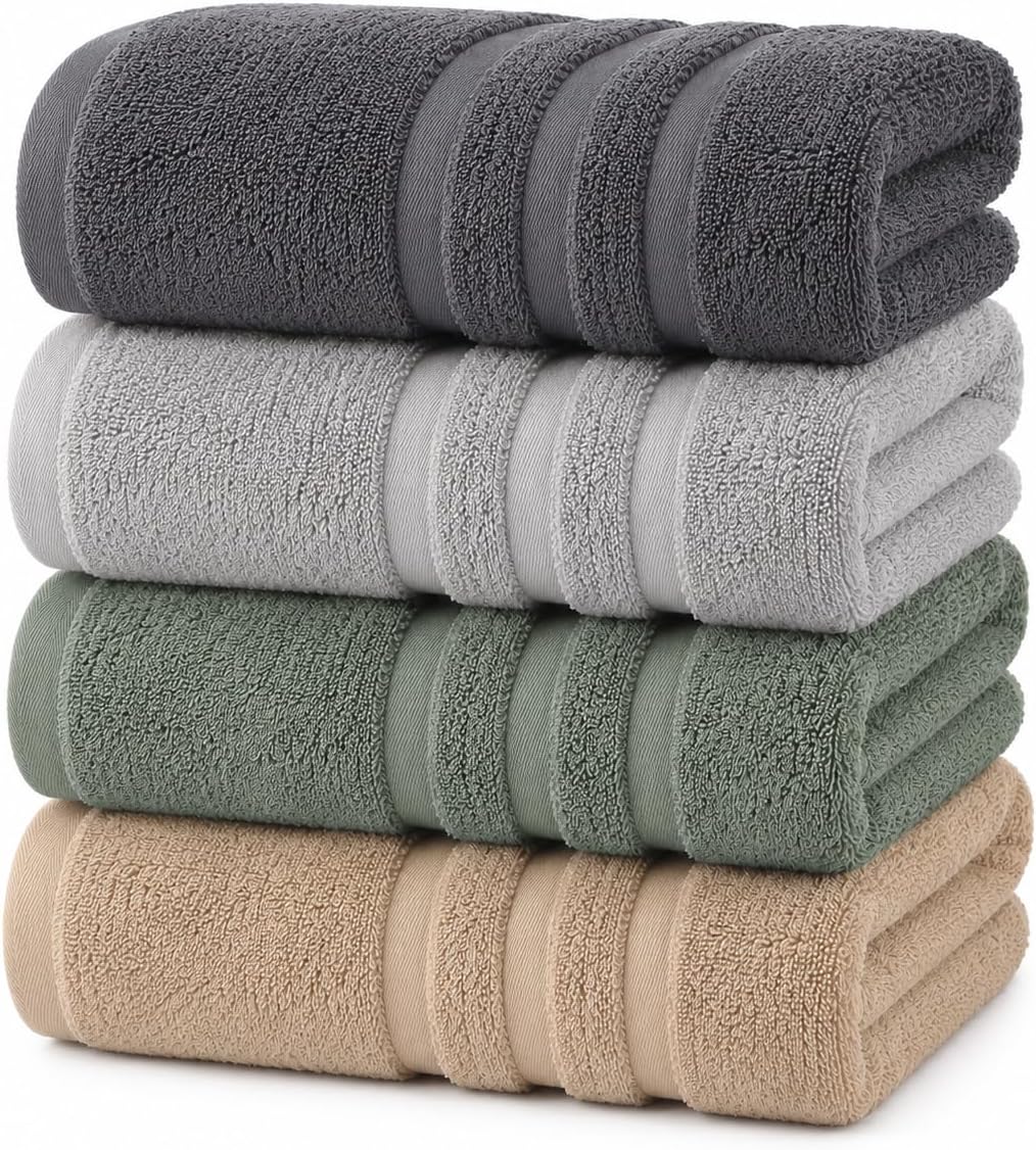 Large Bath Towels, 30x60 in, 100% Cotton, White | Soft & Absorbent | Balanced Weight | Everyday Comfort | Easy Care