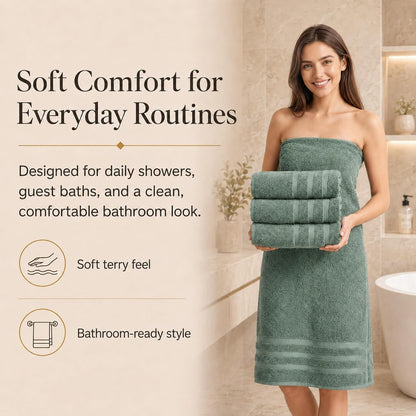 Large Bath Towels, 30x60 in, 100% Cotton, White | Soft & Absorbent | Balanced Weight | Everyday Comfort | Easy Care