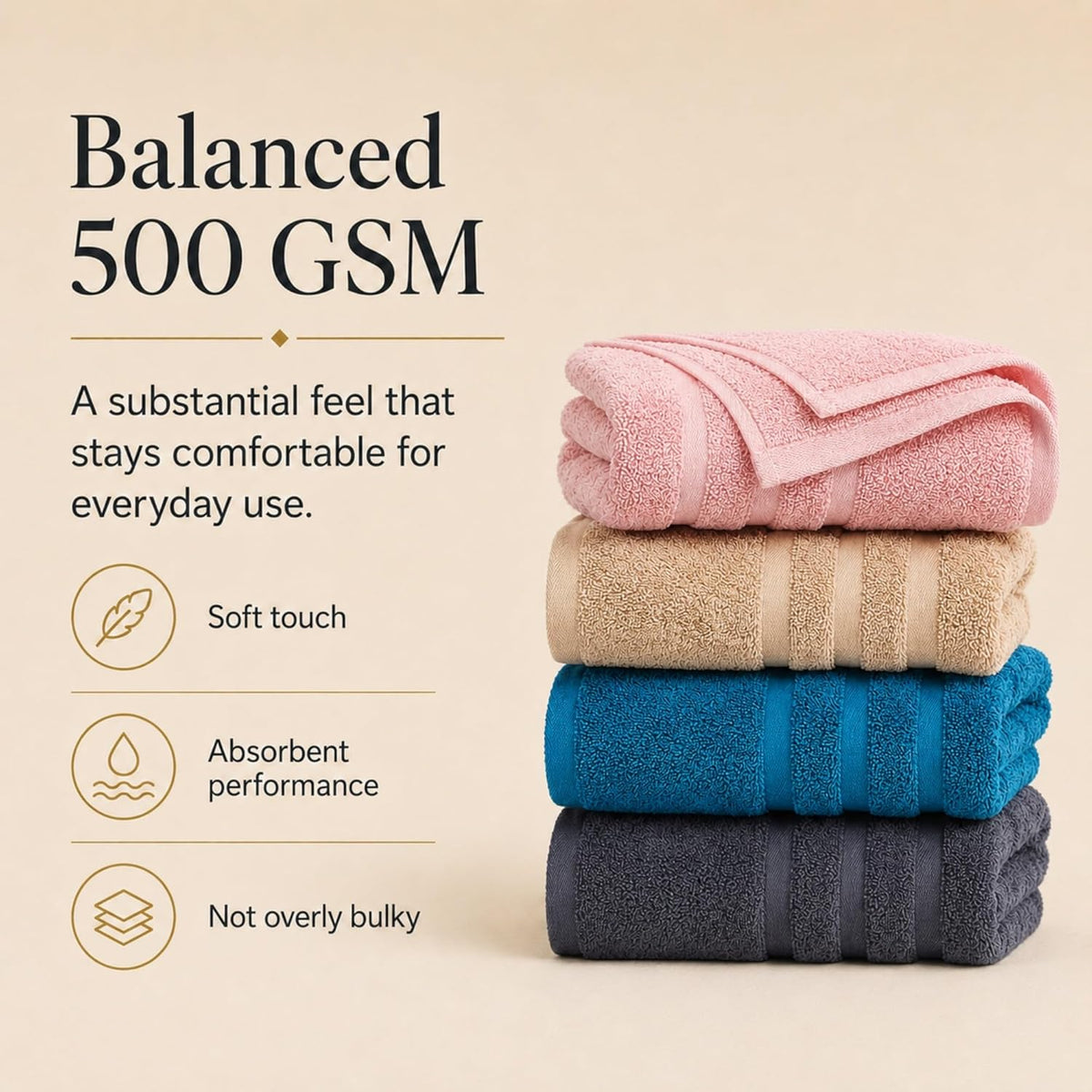 Large Bath Towels, 30x60 in, 100% Cotton, White | Soft & Absorbent | Balanced Weight | Everyday Comfort | Easy Care