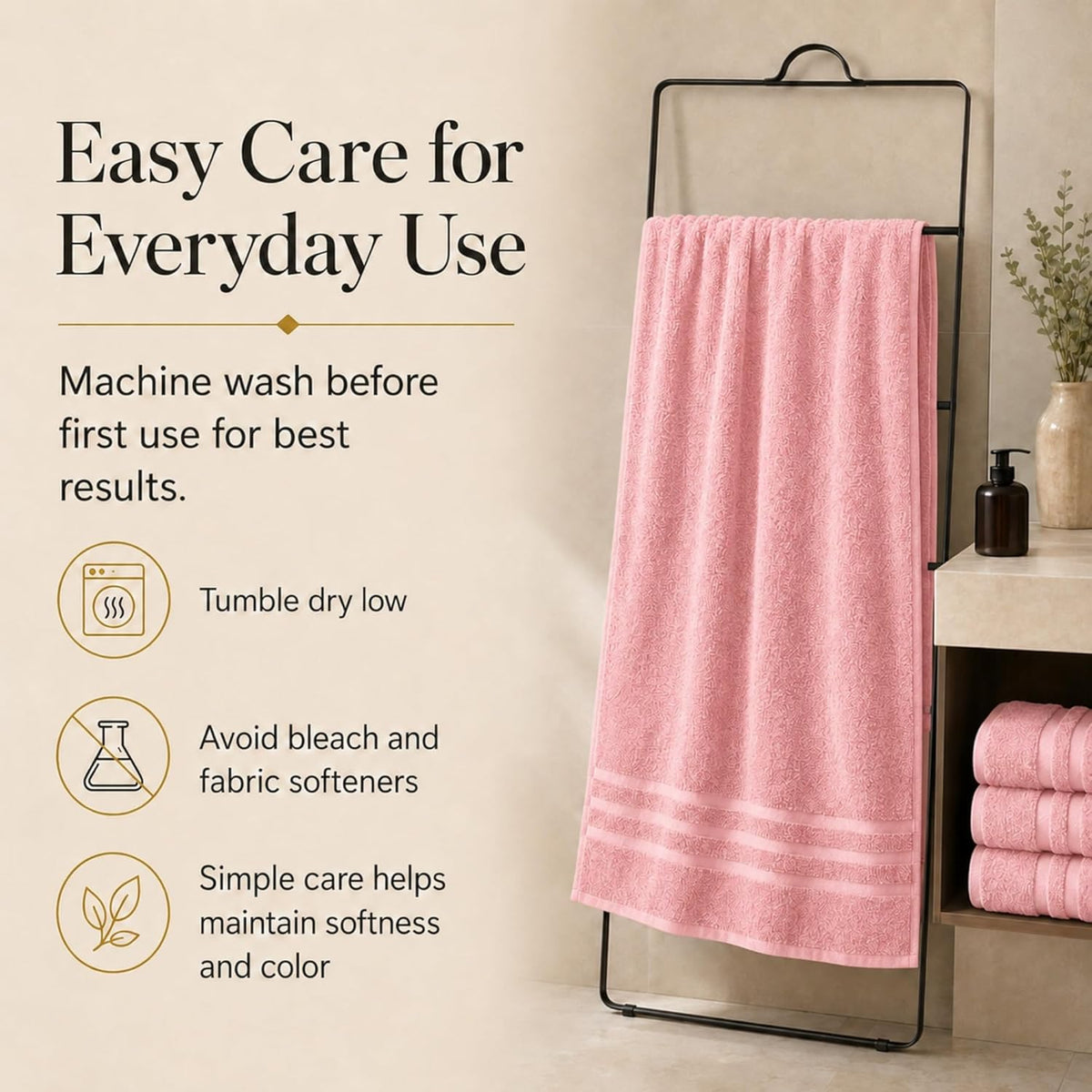 Large Bath Towels, 30x60 in, 100% Cotton, White | Soft & Absorbent | Balanced Weight | Everyday Comfort | Easy Care