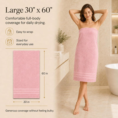 Large Bath Towels, 30x60 in, 100% Cotton, White | Soft & Absorbent | Balanced Weight | Everyday Comfort | Easy Care