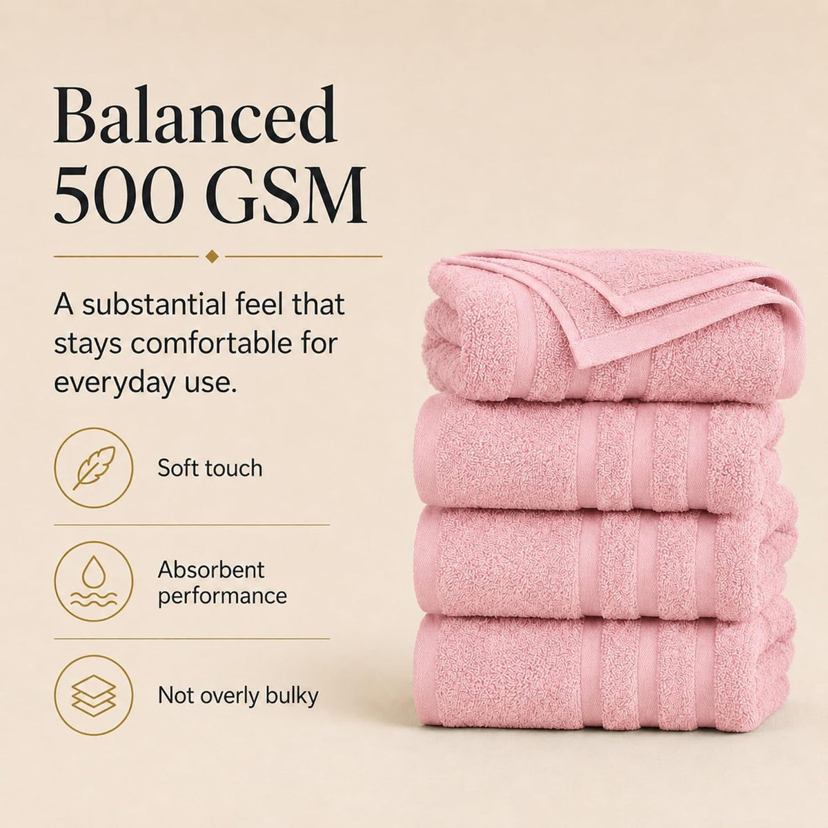Large Bath Towels, 30x60 in, 100% Cotton, White | Soft & Absorbent | Balanced Weight | Everyday Comfort | Easy Care