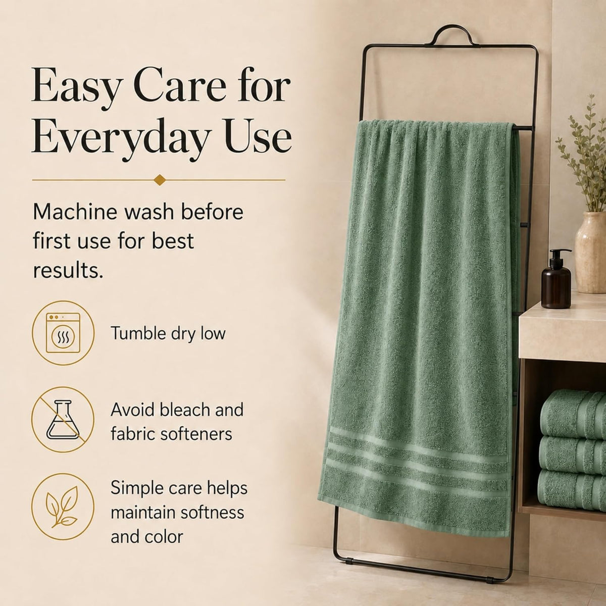 Large Bath Towels, 30x60 in, 100% Cotton, White | Soft & Absorbent | Balanced Weight | Everyday Comfort | Easy Care