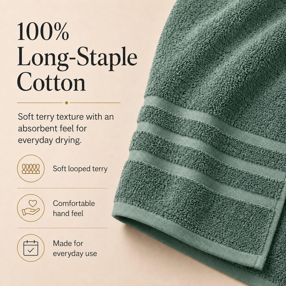 Large Bath Towels, 30x60 in, 100% Cotton, White | Soft & Absorbent | Balanced Weight | Everyday Comfort | Easy Care