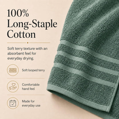 Large Bath Towels, 30x60 in, 100% Cotton, White | Soft & Absorbent | Balanced Weight | Everyday Comfort | Easy Care