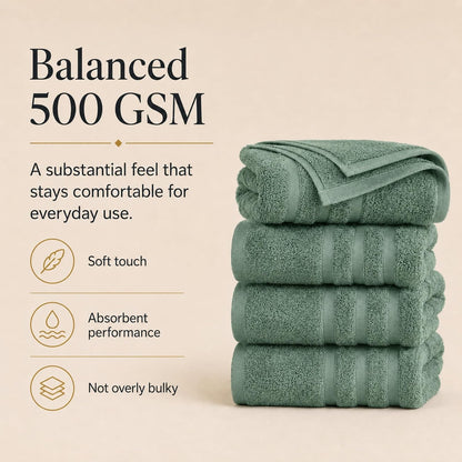 Large Bath Towels, 30x60 in, 100% Cotton, White | Soft & Absorbent | Balanced Weight | Everyday Comfort | Easy Care